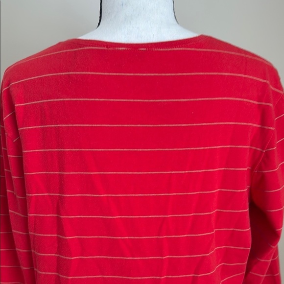 Barry Bricken Red Tan Striped Women's Top Knit XL Scoop Neck 3/4 Sleeve - Picture 6 of 6